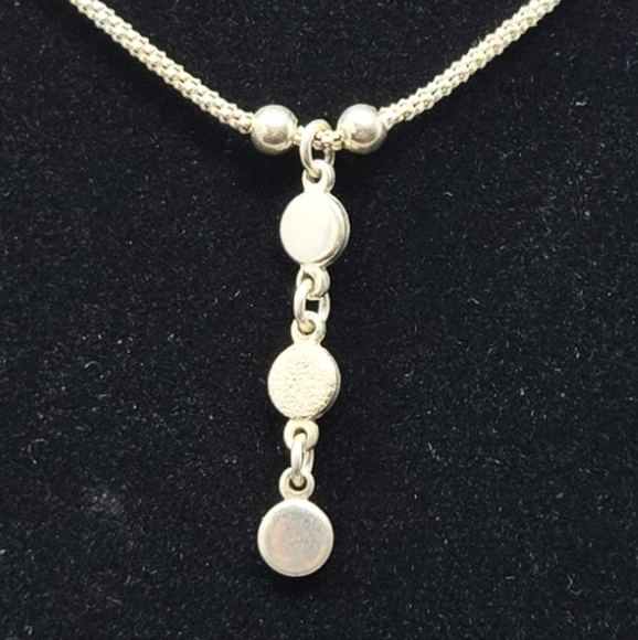 Vintage Italian 925 Sterling Silver Rope Chain Neclace 3 Circle Dangle Pendant - Picture 3 of 8